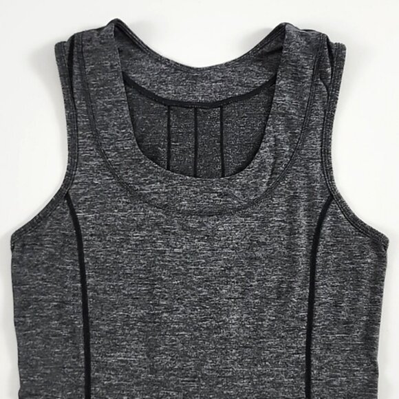 Lululemon Dash Tank II Heathered Grey Ruffle Scoop Neck Stretch Size 4 - Picture 4 of 10